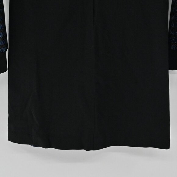 TRINA TURK‎ Dress Womens Sz 6 Metallic Black Blue Stripe Scoop Neck Mini Sweater - Picture 7 of 13